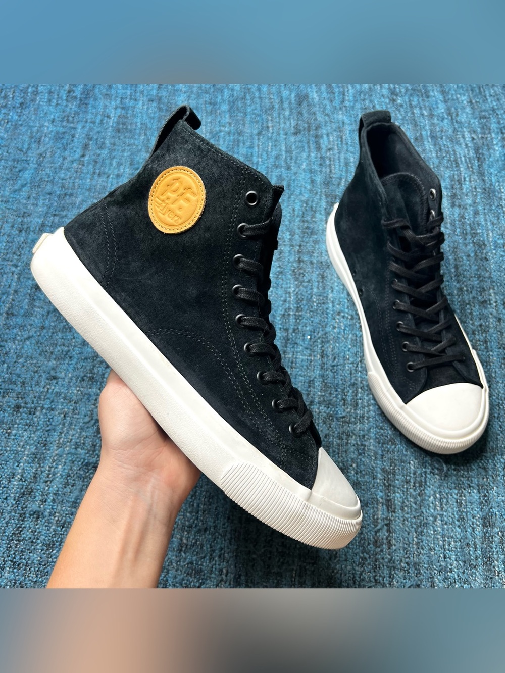 P.F. Flyer Retro Embossed Suede High Top Chucks Sneakers in Black Men's 8.5